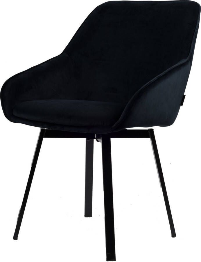 Usuals Lotus Eetkamerstoel Velvet Velours Zwart Stalen poten Comfortabel