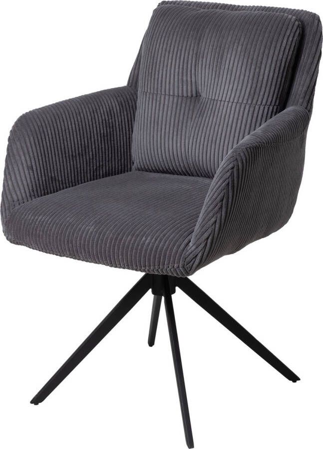 Usuals Olivia Eetkamerstoel Grijs Ribcord Set van 6 62cm x 87cm Stijlvolle eetkamerstoel - Foto 2