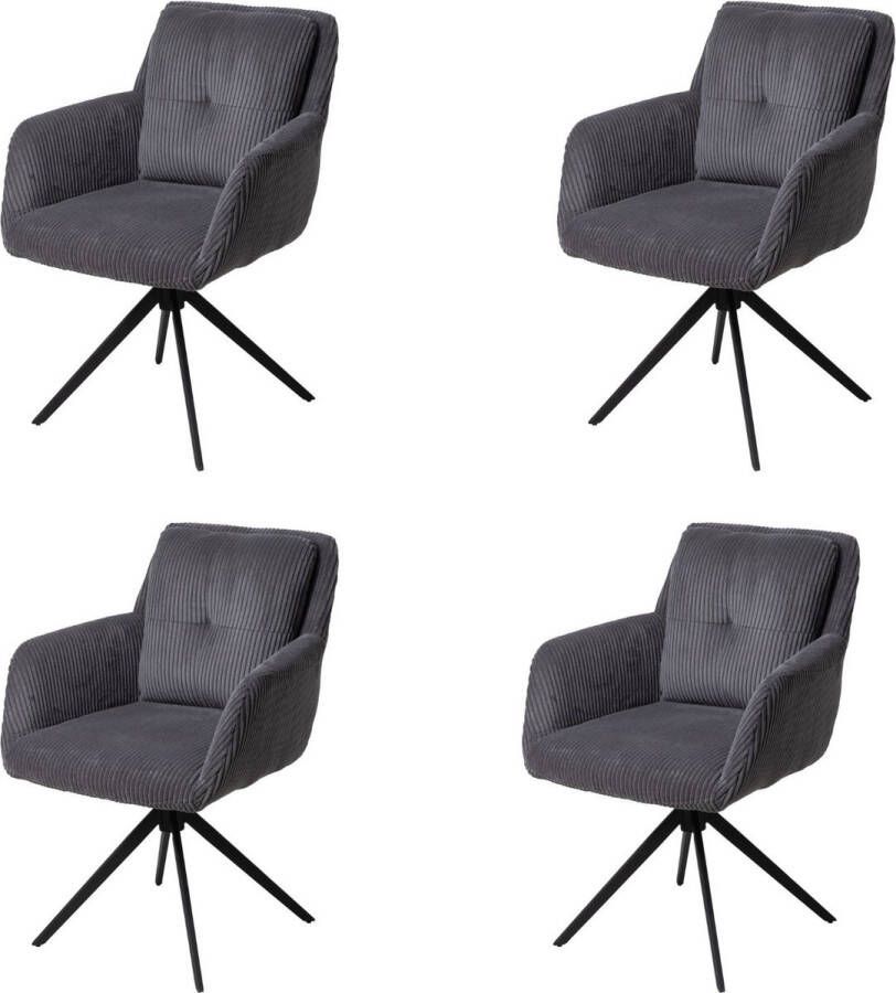 Usuals Olivia Eetkamerstoel Grijs Ribcord Set van 6 62cm x 87cm Stijlvolle eetkamerstoel