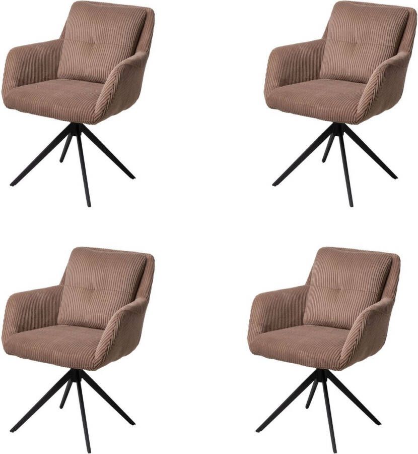 Usuals Olivia Eetkamerstoel Taupe Ribcord Set van 4 62cm x 87cm Stijlvolle eetkamerstoel