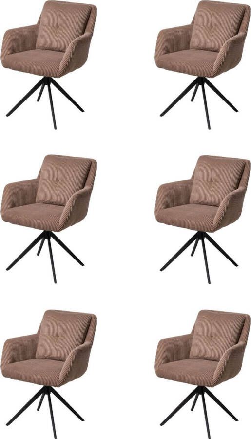 Usuals Olivia Eetkamerstoel Taupe Ribcord Set van 4 62cm x 87cm Stijlvolle eetkamerstoel - Foto 2