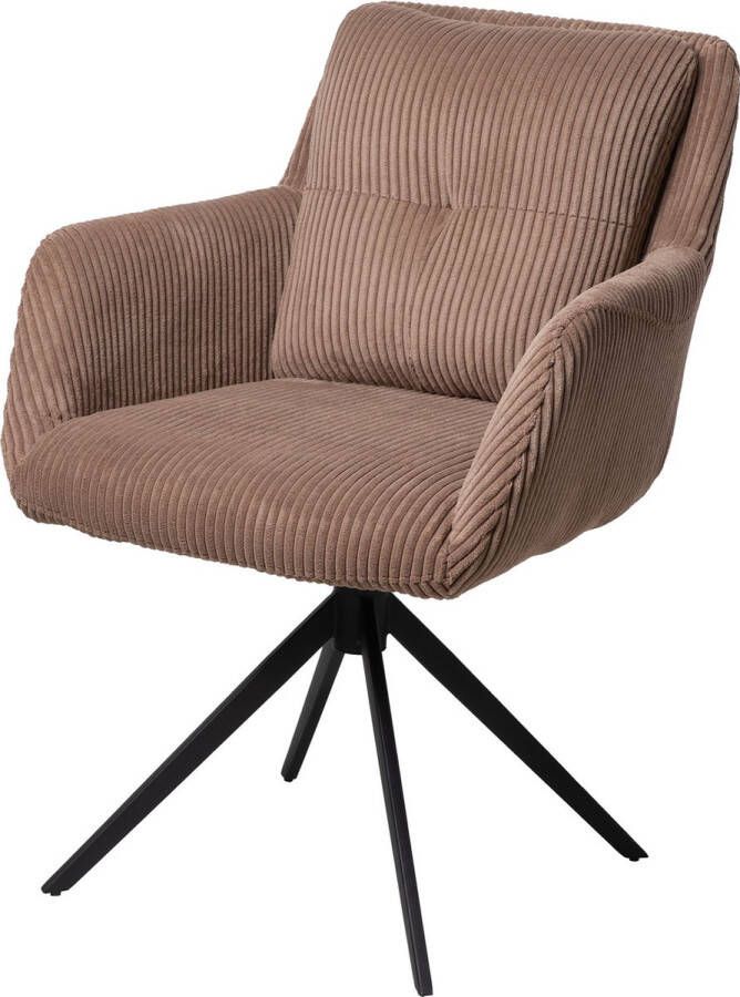 Usuals Olivia Eetkamerstoel Taupe Ribcord Set van 4 62cm x 87cm Stijlvolle eetkamerstoel - Foto 3