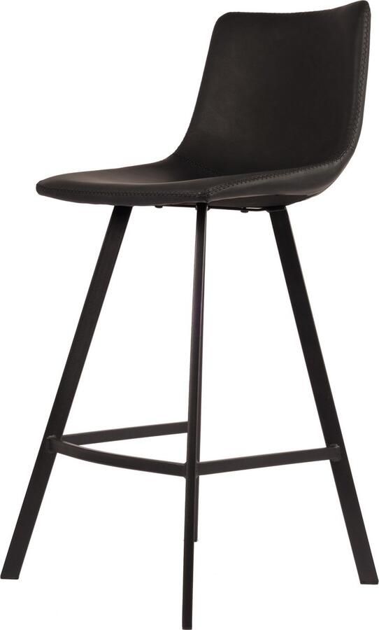 Usuals Amsterdam Barkruk Kunstleer Zwart Zithoogte 65cm x Zitbreedte 41cm Vintage Barstoel