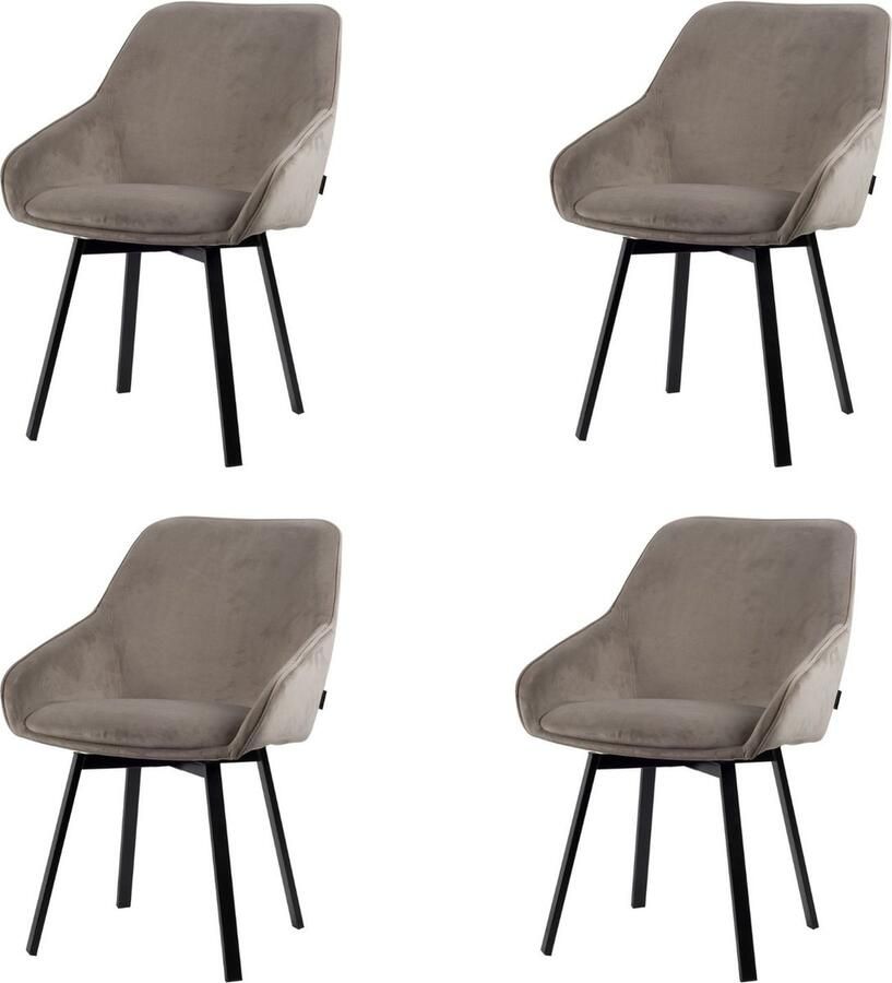 Usuals Lotus Eetkamerstoel Beige Velvet Set van 4 Velvet 49cm x 42cm