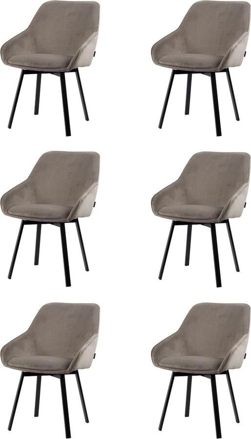 Usuals Lotus Eetkamerstoel Beige Velvet Set van 6 58cm x 86cm Stijlvolle eetkamerstoel