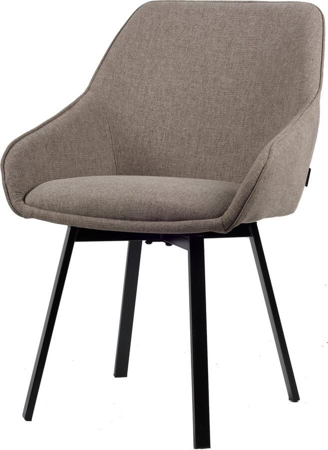 Usuals Lotus Eetkamerstoel Taupe Stof Set van 6 Stof 49cm x 42cm