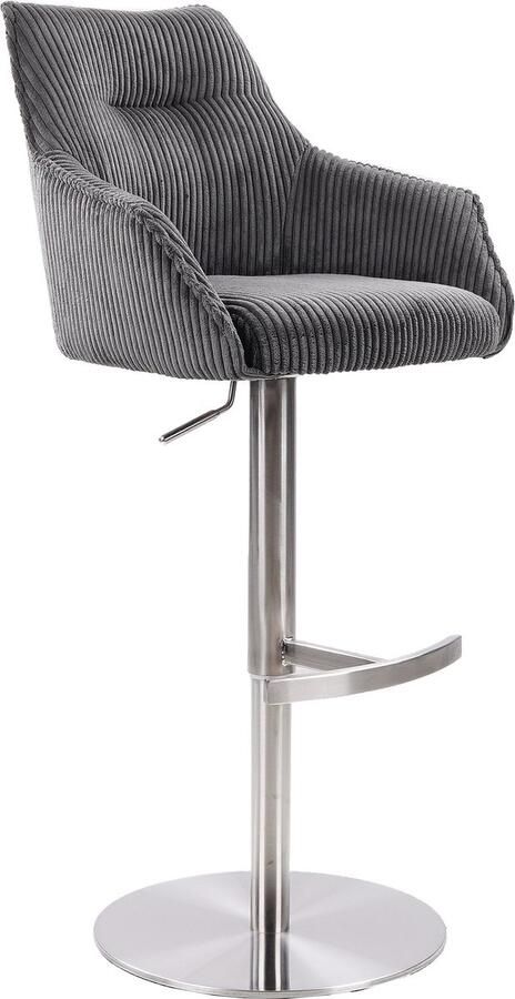 Usuals Nila Barkruk Ribstof Grijs Zithoogte 65cm x Zitbreedte 36cm Vintage Barstoel