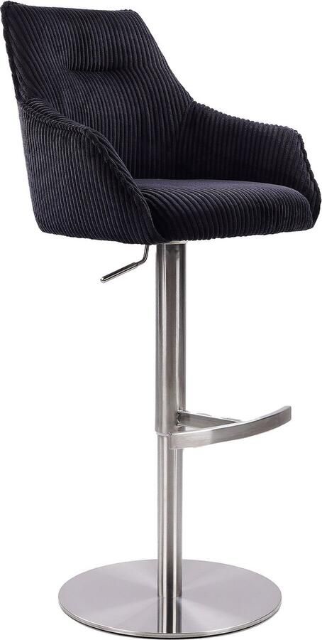 Usuals Nila Barkruk Ribstof Zwart Zithoogte 65cm x Zitbreedte 36cm Vintage Barstoel