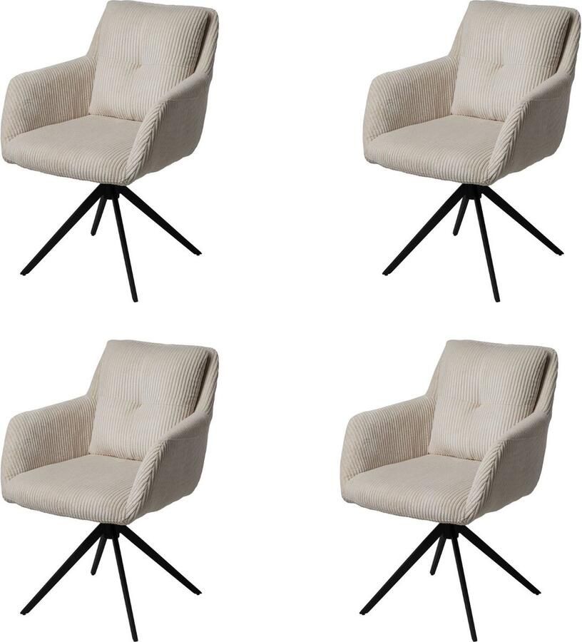 Usuals Olivia Eetkamerstoel Ecru Ribcord Set van 6 62cm x 87cm Stijlvolle eetkamerstoel