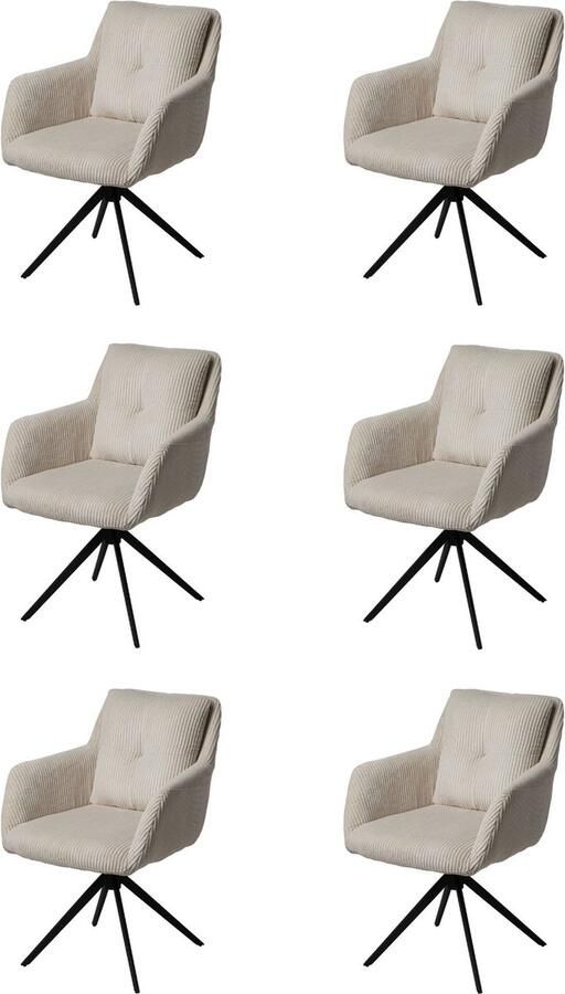 Usuals Olivia Eetkamerstoel Ecru Ribcord Set van 6 62cm x 87cm Stijlvolle eetkamerstoel - Foto 2