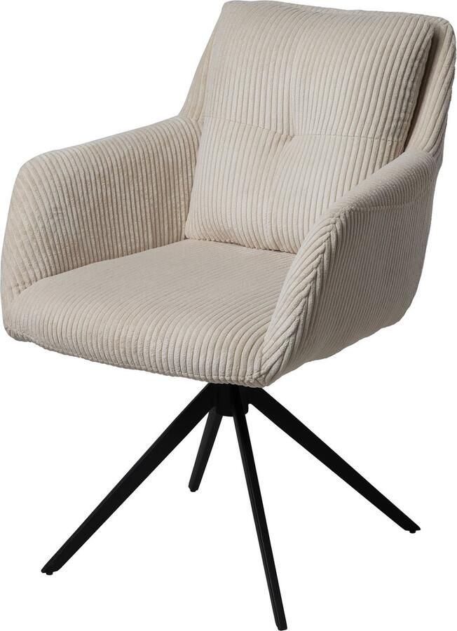 Usuals Olivia Eetkamerstoel Ecru Ribcord Set van 6 62cm x 87cm Stijlvolle eetkamerstoel - Foto 3