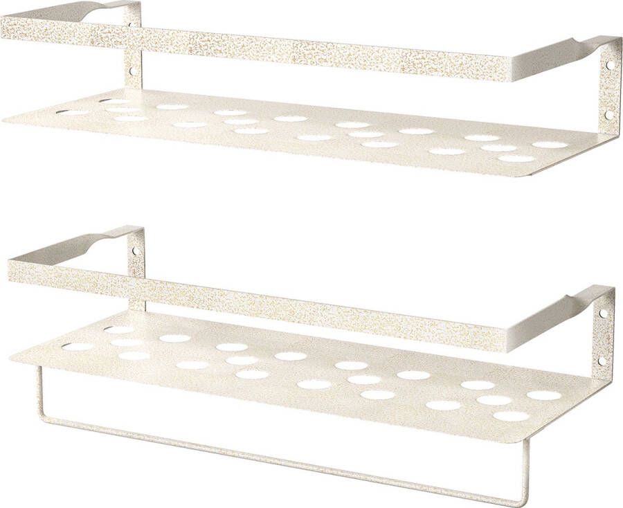 Uten Wandplank Industrieel Metaal Wanddecoratie Boekenplank Wandplank Zwevend voor Woonkamer Keuken Badkamer Fotoplank Muurdecoratie Metaal Muurplank Wit Goud Print - Foto 2