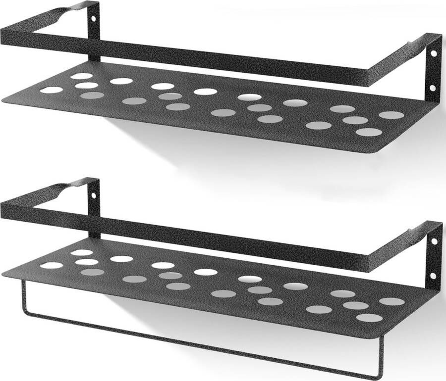 Uten Wandplank Muurplank Planchet Wandrekje Wandplankje Wandrek Zwevend Industrieel Metaal Zwart coating met Zilverkleurige adertjes 2 Planken L 40 (4 Kleuren) - Foto 2