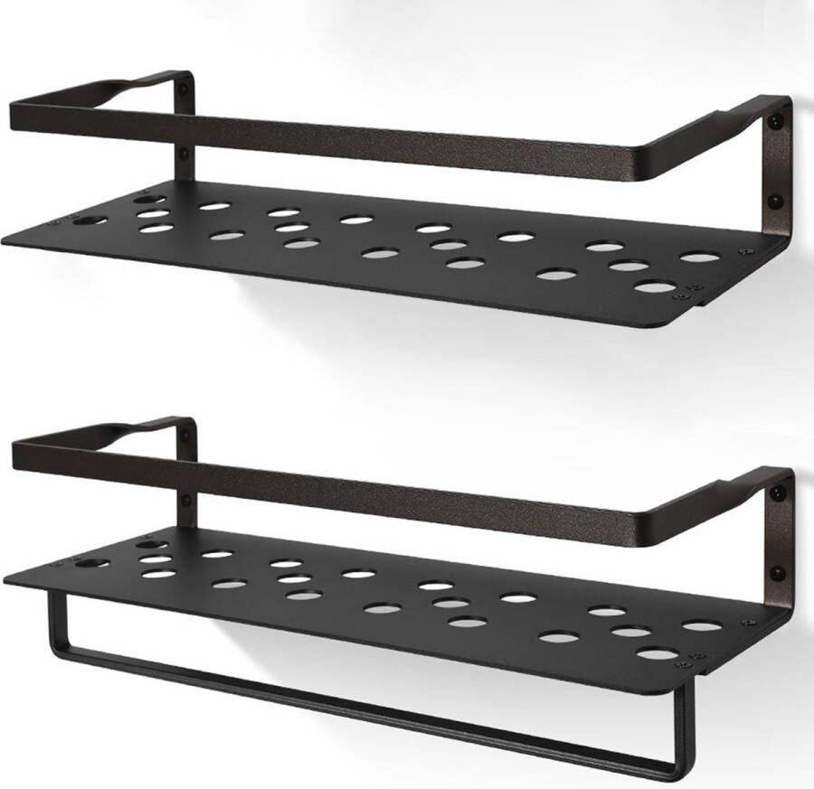 Uten Wandplank Muurplank Planchet Wandrekje Wandplankje Wandrek Zwevend Industrieel Metaal (Aluminium) Zwart Grijs 2 Planken L 40 (2 Kleuren)
