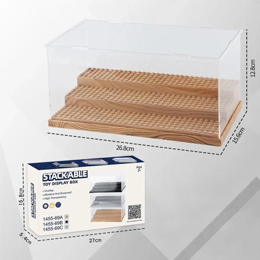 VAEM Display Vitrine Box geschikt voor LEGO Minifigs Minifigures -Showcase Box 26 8cm x 15 6cm x 12 8cm kleur Hout