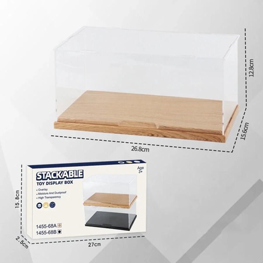 VAEM Display Vitrine Box -Showcase Box 26 8cm x 15 6cm x 12 8cm kleur Hout Acrylic Stofvrije Displaybox