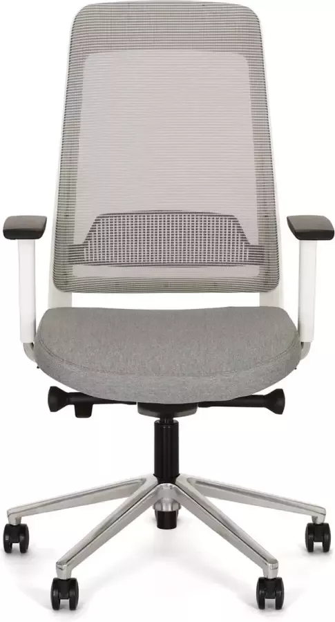 Van Cas Ergonomische bureaustoel NEN 1335 Ledderra Wit Grijs Volledig Verstelbaar