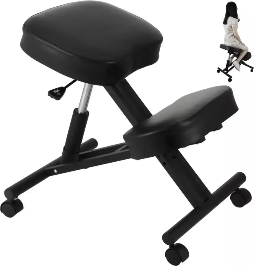 van Dam Exclusives van Dam Exclusive Ergonomische Knie Kruk Kniestoel Werkstoel Knielen Stoel Werkkruk Postuur Corrector Ergonomische Bureaustoel Pu Leren Zitting Tot 120kg