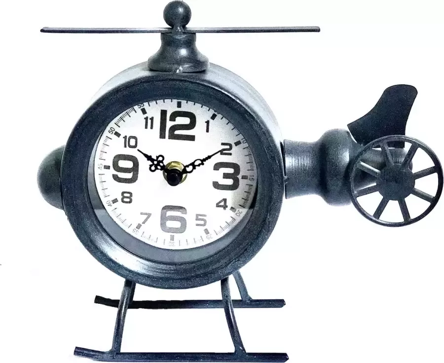 Van Den Broeck Kenny Table clock metal airplane black 19 5 cm hoog tafelklok uurwerk horloge industriestijl vintage industrieel klok tafel metaal cadeau geschenk relatiegeschenk kerst nieuwjaar verjaardag origineel – interieur
