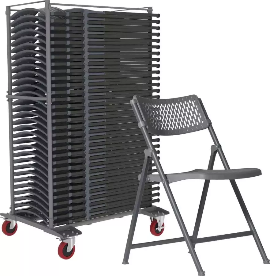 Van Vugt Event Products 30 x grijze klapstoel Aran in transportkar bulkprijs actiepakket