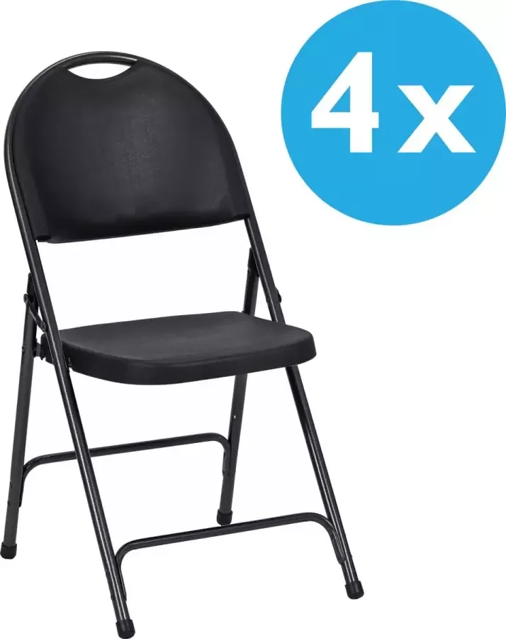 Van Vugt Event Products 4 x klapstoel Sparta zwart hamerslag lichtgewicht