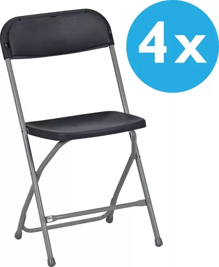 Van Vugt Event Products 4 x klapstoel Titan grijs antraciet lichtgewicht
