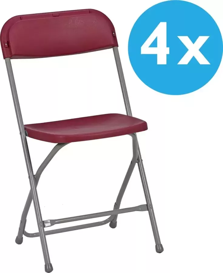 Van Vugt Event Products 4 x klapstoel Titan grijs bordeaux lichtgewicht