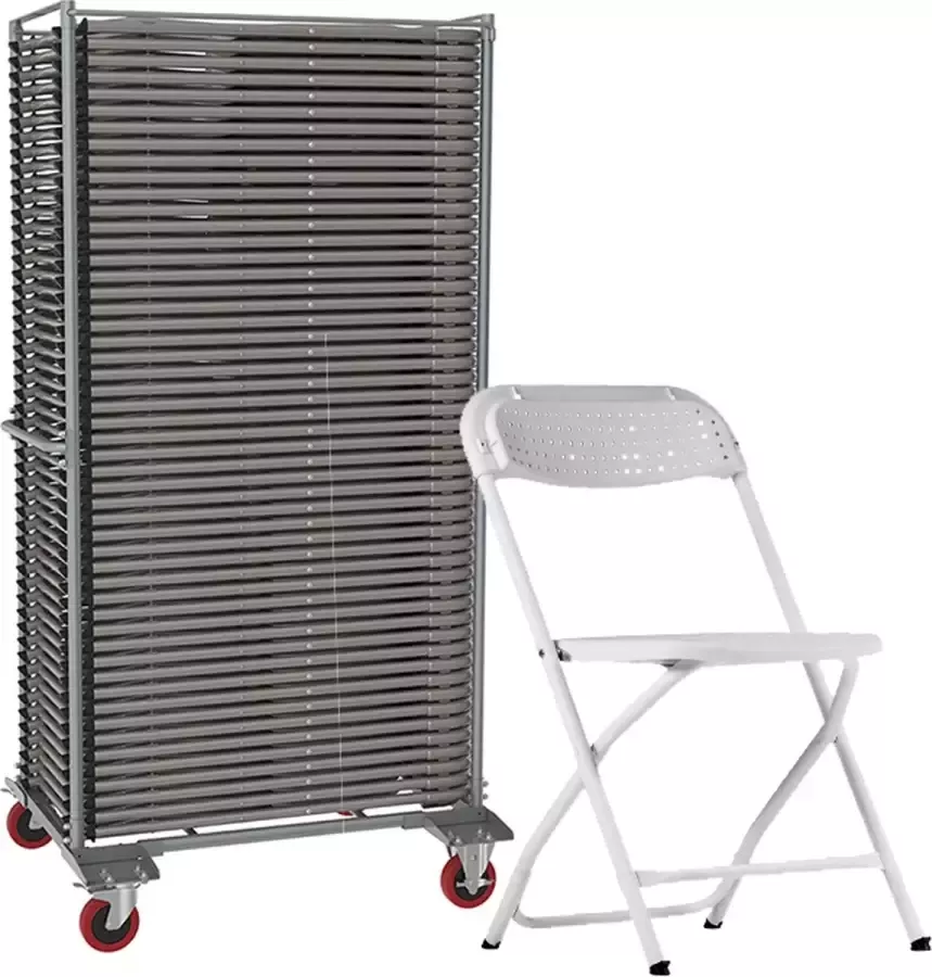 Van Vugt Event Products 50 x klapstoel Big Alex in transportkar actiepakket wit