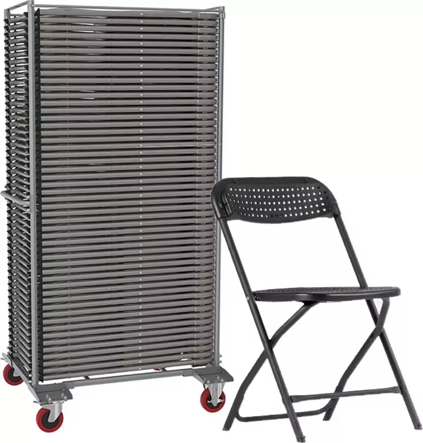 Van Vugt Event Products 50 x klapstoel Big Alex in transportkar actiepakket zwart