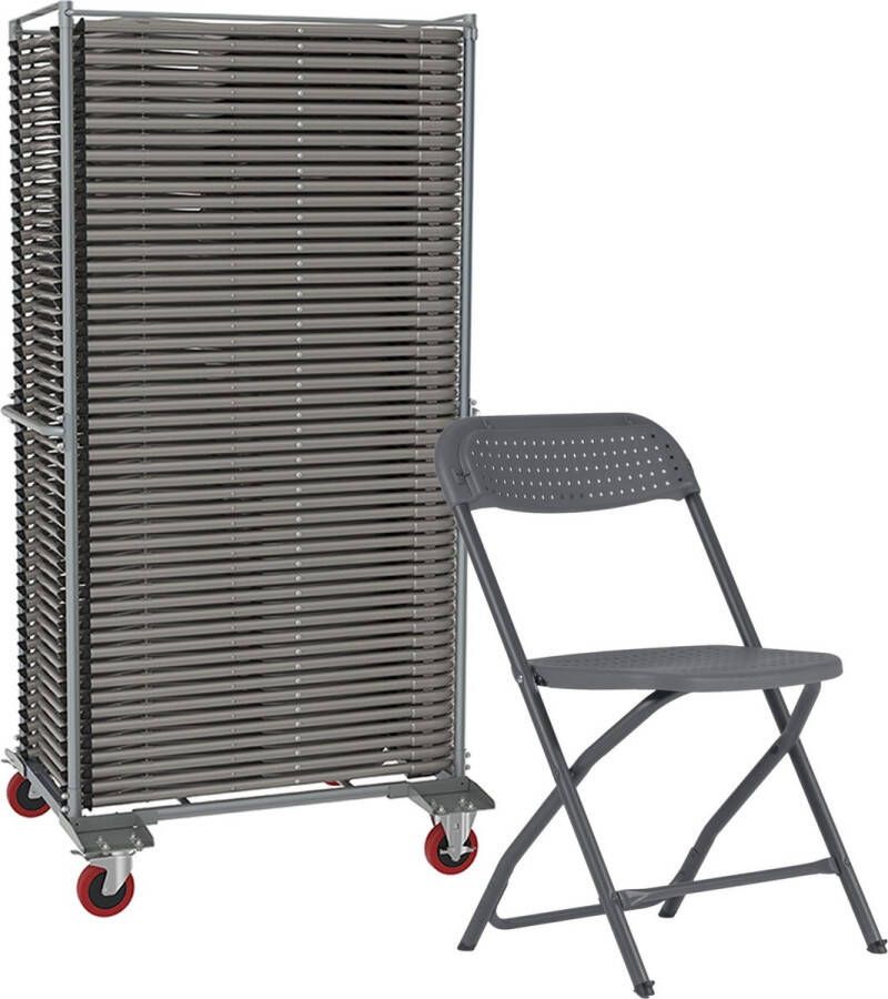 Van Vugt Event Products 50 x klapstoel Big Alex in transportkar bulkprijs actiepakket