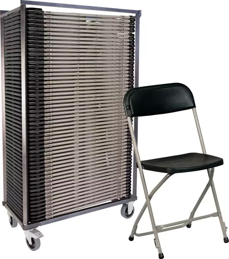 Van Vugt Event Products 50 x klapstoel Titan in transportkar actiepakket zwart met linking