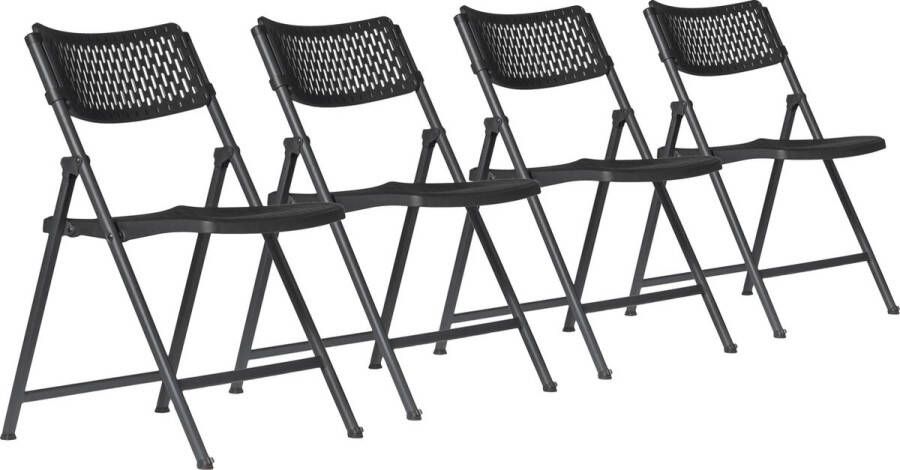 Van Vugt Event Products Klapstoel Aran Zwart Set van 4 Eenvoudig inklapbaar Modern design