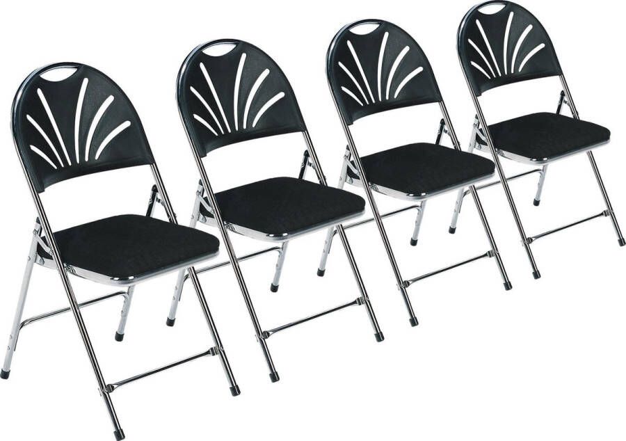 Van Vugt Event Products Klapstoel Phoenix Deluxe (set van 4) frame: chroom zitting: zwart effen