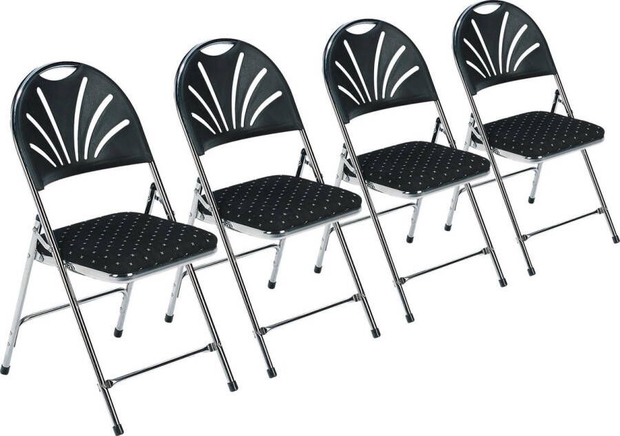 Van Vugt Event Products Klapstoel Phoenix Deluxe (set van 4) frame: chroom zitting: zwart met motief