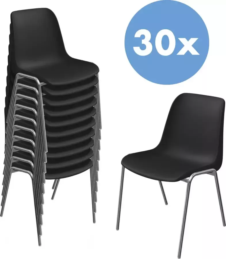 Van Vugt Event Products Stoel Solid Partij van 30 zwart chroom Geschikt voor kantine vergaderzaal congrescentrum