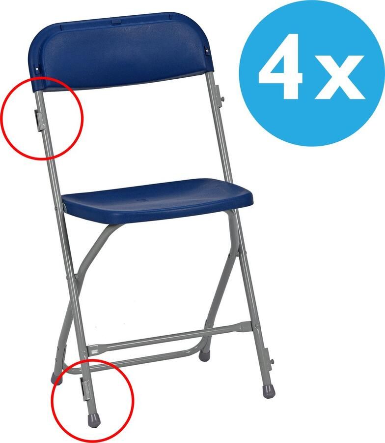 Van Vugt Event Products 4 x klapstoel Titan met linking grijs blauw lichtgewicht