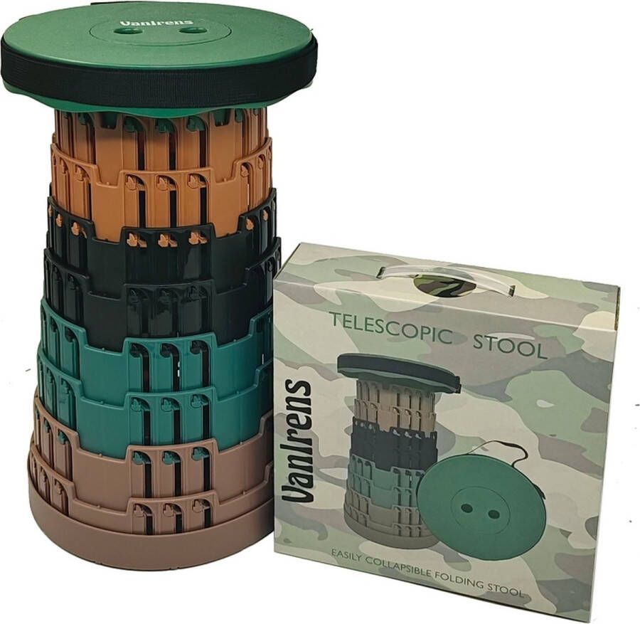 VanIrens Telescoop kruk Inklapbaar krukje opvouwbaar kruk verstelbaar bijzettafels- Zwart - Foto 2