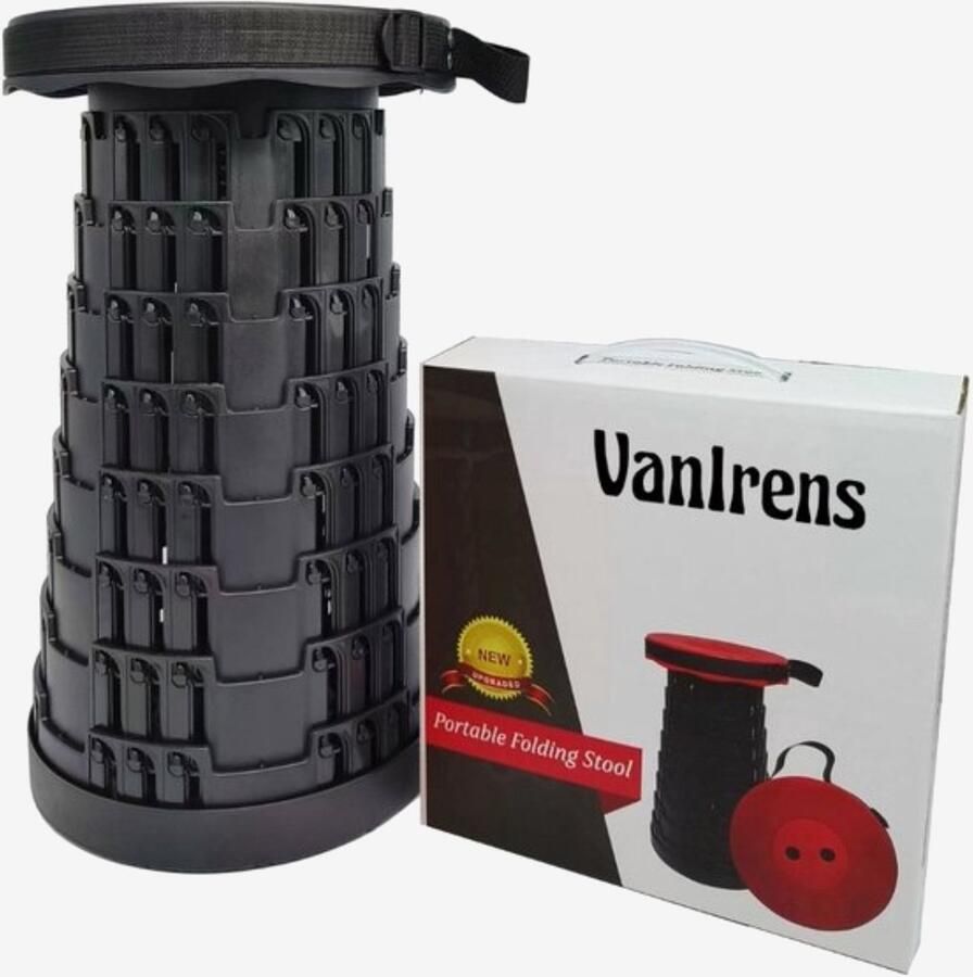 VanIrens Telescoop kruk Inklapbaar krukje opvouwbaar kruk verstelbaar bijzettafels- Zwart