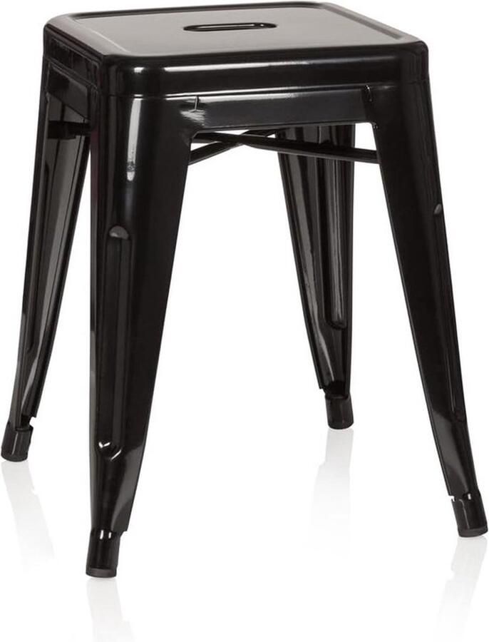 Vantaggio Metalen kruk zwart zitkruk in industrieel design stapelbaar laag