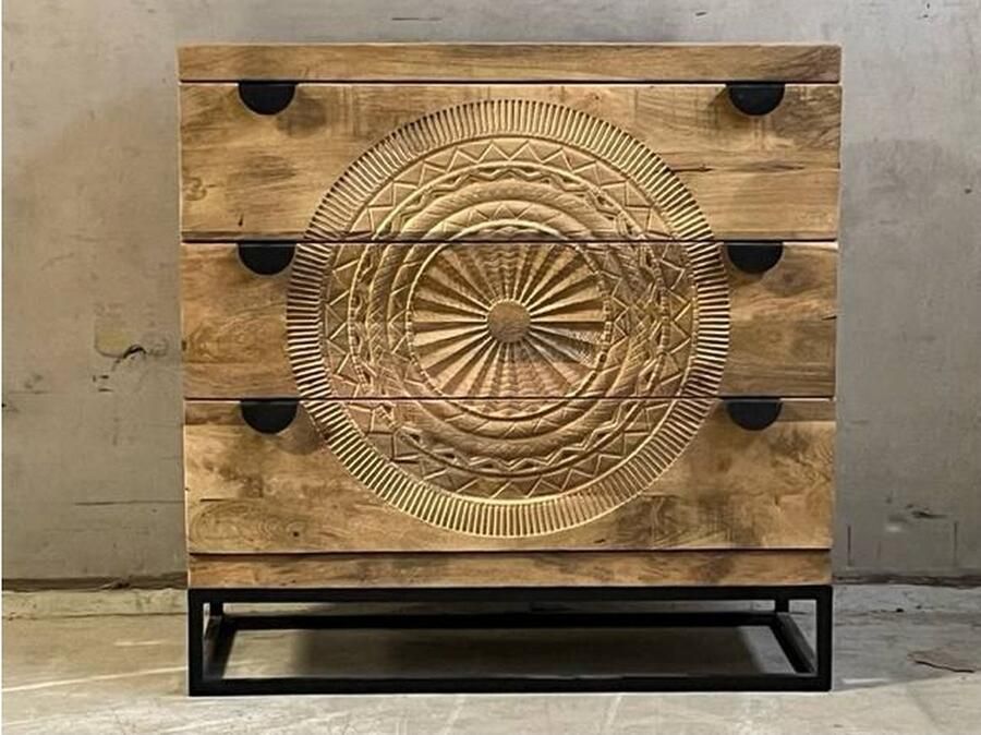 Var Cabinet carving 3-draw. naturel