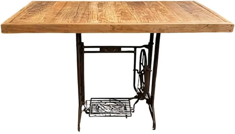 Var Vintage Tafel met Oud Naaimachine Onderstel – 120×60×78 cm – Industrieel & Uniek Design