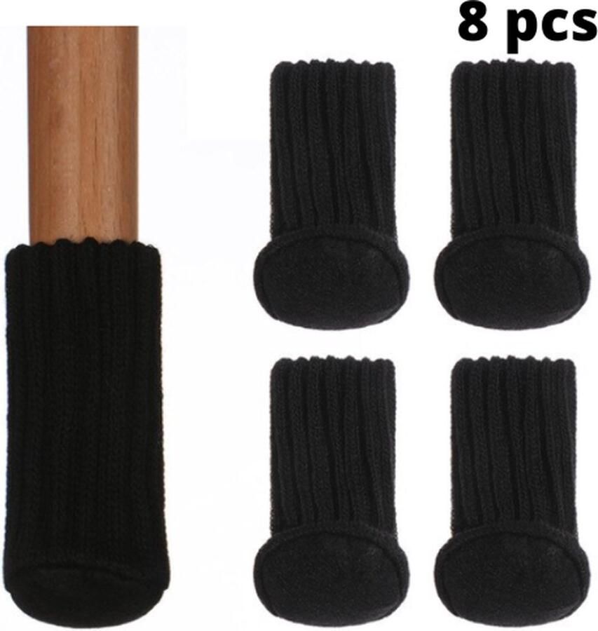 Vardaan Stoelpoot beschermers Stoelpoot sokken Vloerbeschermer Stoelpootdoppen Zwart 8 stuks
