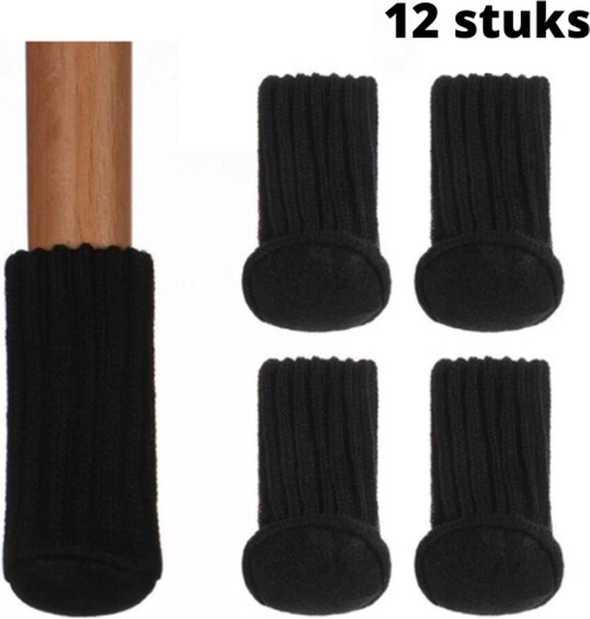 Vardaan Stoelpoot doppen Stoelpoot sokken Stoelpoot beschermers Vloerbeschermer Stoelpootdoppen Zwart 12 stuks