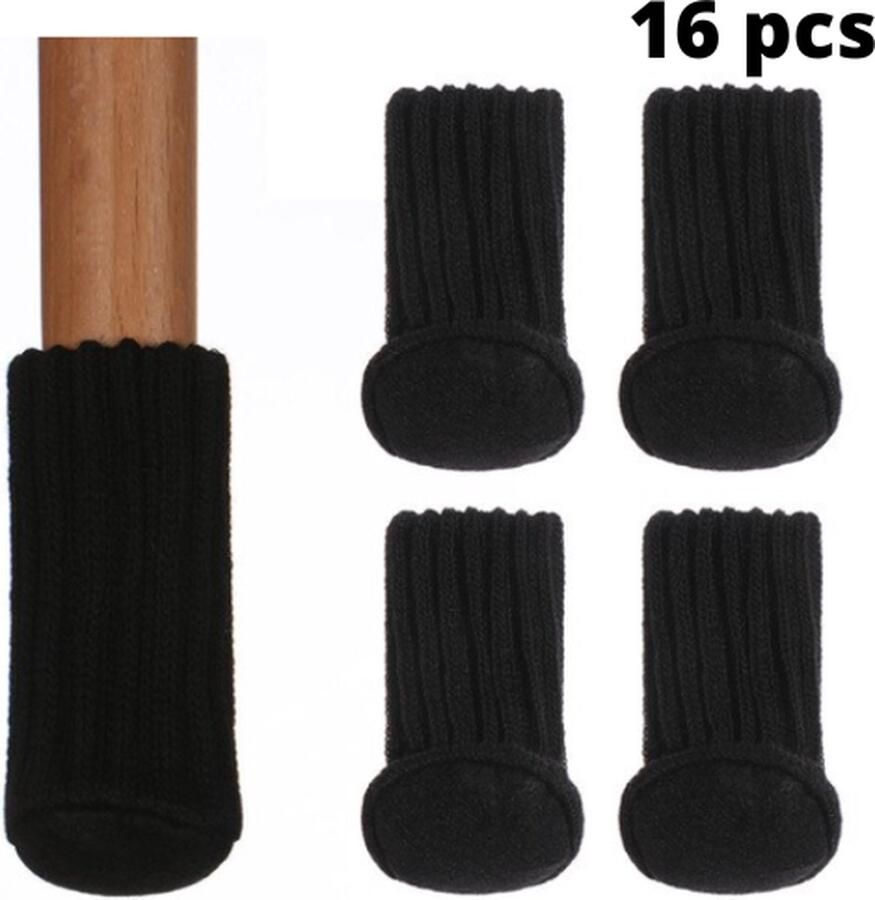 Vardaan Stoelpoot doppen Stoelpoot sokken Stoelpoot beschermers Vloerbeschermer Stoelpootdoppen Zwart 16 stuks