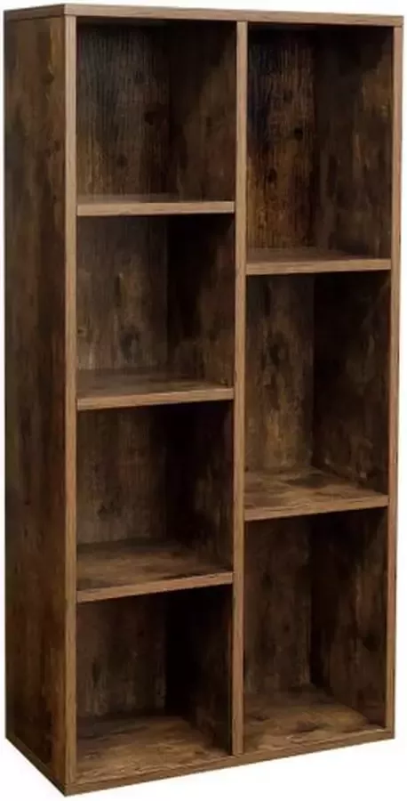 Vasagle 7-tier boekenkast kubus rekken Open staande stelling voor woonkamer studeerkamer 50 x 24 x 106 cm (l x b x h) Vintage donkerbruin
