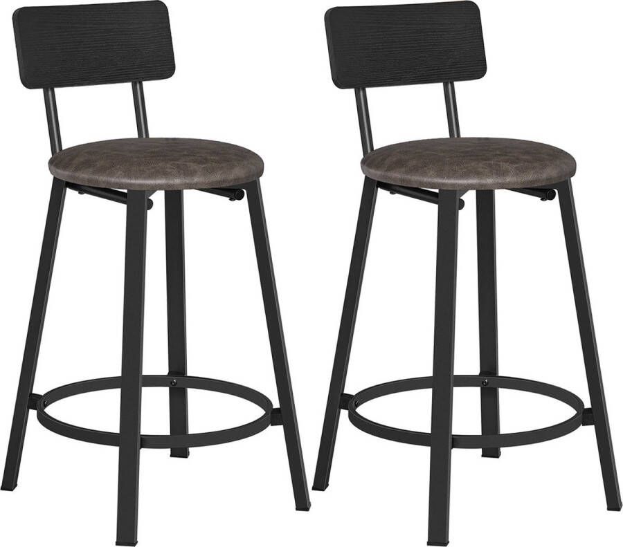 Vasagle Barhocker 2er Set Barstühle PU-Bezug mit Fußstütze einfacher Aufbau Industrie-Design für Esszimmer Küche Theke BarBarhocke