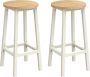 Vasagle Barkrukken 2-delige set barstoelen keukenstoelen met metalen frame eenvoudige montage met voetensteun voor keuken woonkamer eetkamer eikenbeige-wit - Thumbnail 1