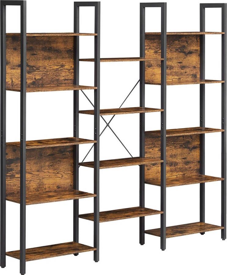 Vasagle Boekenkast met 14 planken ladderboekenkast met metalen frame