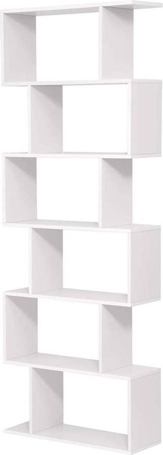 Vasagle Boekenkast plank staand rek voor presentatie vrijstaande kast decoratieve plank met 6 niveaus wit LBC61WT