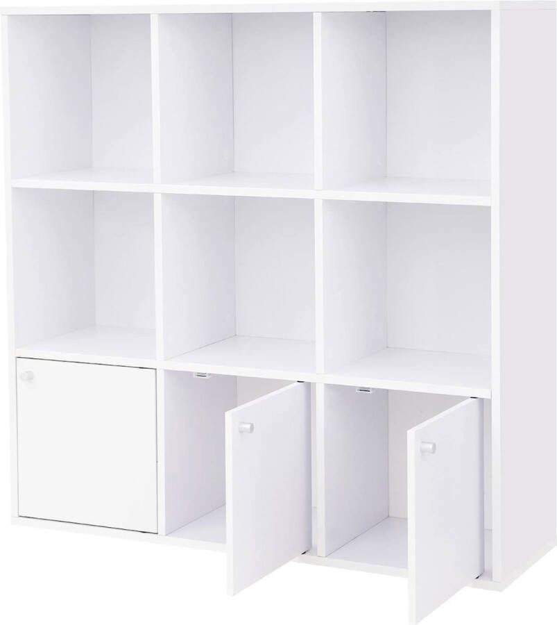 Vasagle boekenkast vrijstaande dvd plank opbergrek vrijstaande plank voor woonkamer slaapkamer kinderkamer kantoor met 3 deuren wit lbc33wt